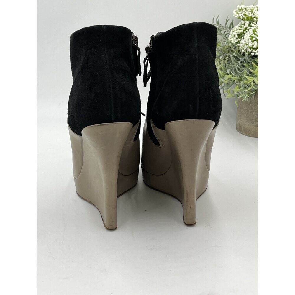 Reed Krakoff‎ Black Suede & Grey Taupe Leather Zipper Wedge Boots Shoes 39/8.5 - Picture 5 of 16
